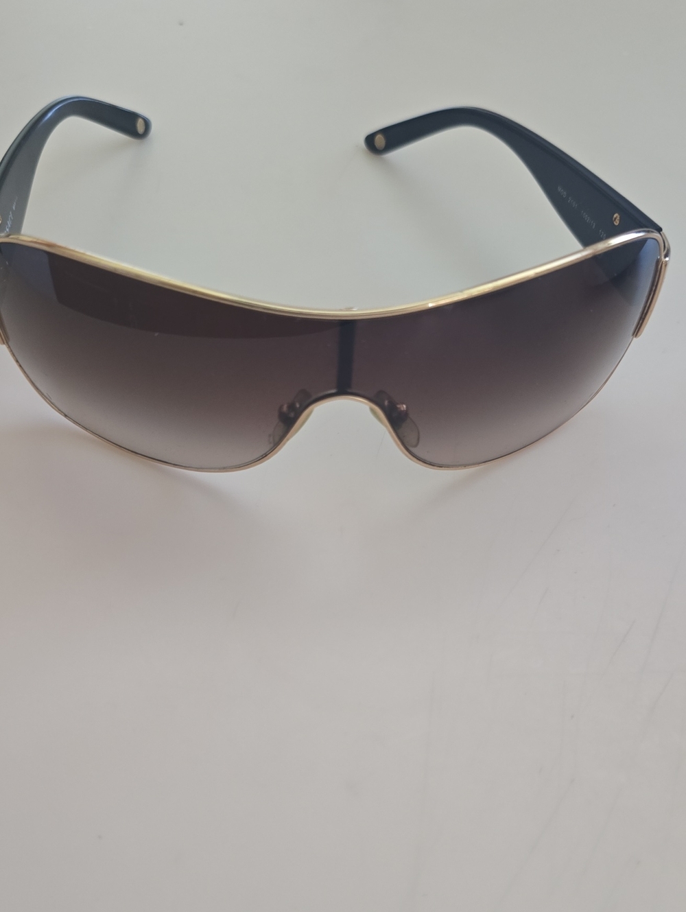 Versace Black Shield Sunglasses with Gold Trim